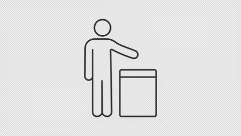 Animated person putting paper into box line icon Stock Footage 335745110