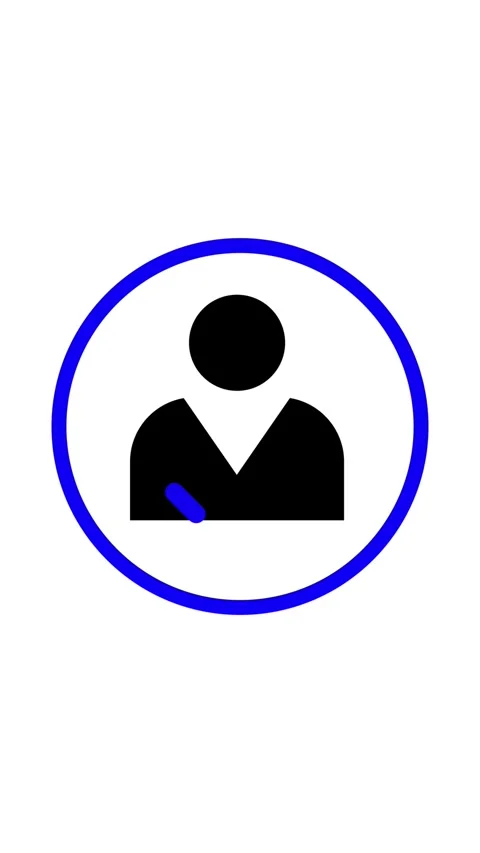 Animated person signing document icon. Blue circle background vertical vide.. Stock Footage 321628347