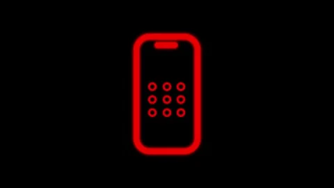 Animated phone lock screen pattern drawing motion graphics with glowing red.. Stock Footage 345547732