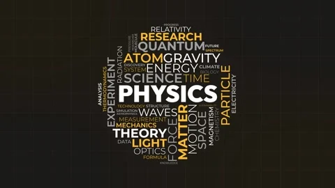 Animated Physics word cloud typography design with scientific terms on dark.. 库存影片 341665431
