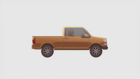 Animated Pickup Truck Driving Loop with Alpha Channel Stock Footage 327442946