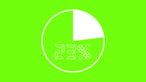 Animated Pie Chart Filling from 0 to 100 Percent on Green Chroma Key Background Stock Footage 315005663