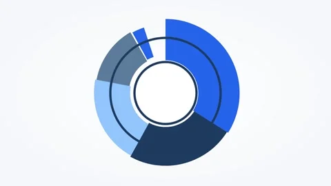 Animated pie chart icon segments, horizontal 16:9 seamless loop HD motion 스톡 동영상 345160960