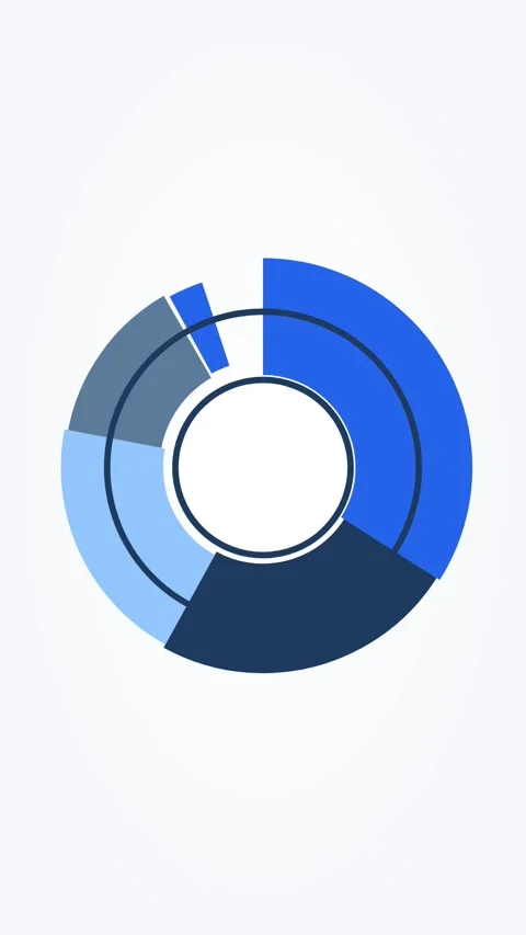 Animated pie chart icon segments, vertical 9:16 seamless loop HD motion 스톡 동영상 345160966
