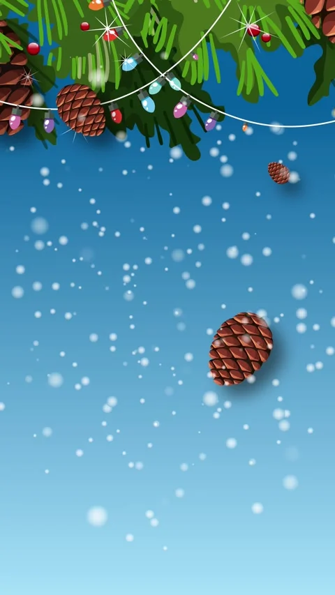Animated Pine Branches and Snow With Merry Christmas Text Stock Footage 314248320