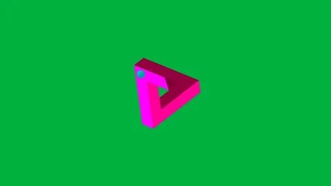 Animated pink 3D triangle on green screen perfect for design tech Stock Footage 308867917