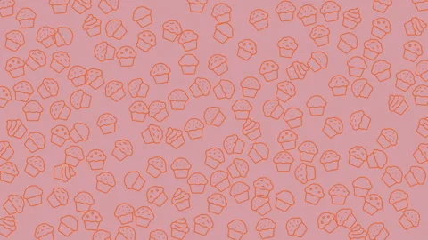 Animated pink background with cute orange outline cupcake pattern sweet des.. 動画素材 333488718