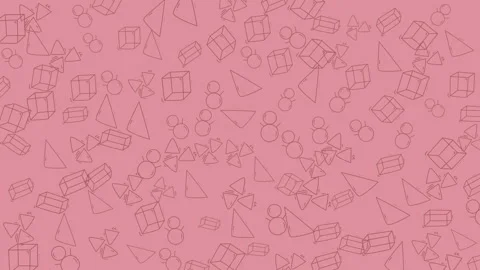 Animated pink background with a seamless loop of moving geometric outline s.. Video stock 333834429