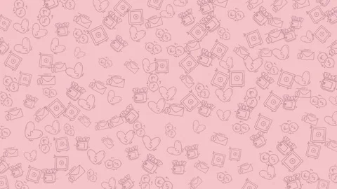 Animated pink background with seamless love finance communication icons patte 스톡 동영상 335945114