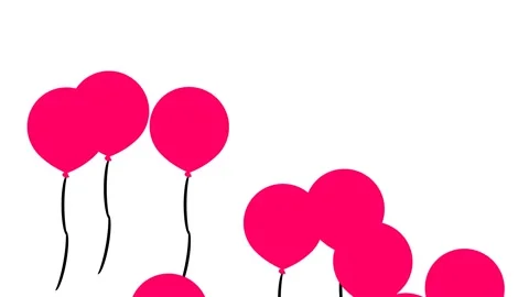 Animated Pink Balloons in White Screen video Stock Footage 211919088