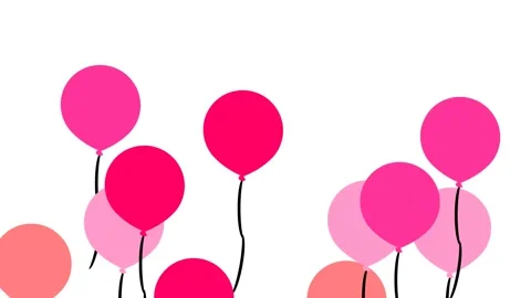Animated Pink Balloons in White Screen video Stock Footage 211919098