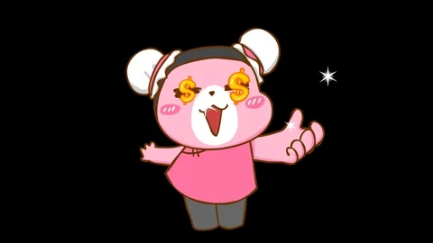 Animated Pink Bear Needs Money on Transparent Background Stock Footage 282774365