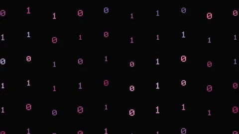 Animated pink binary code numbers scrolling on a black background Stock Footage 346663307