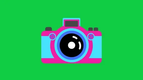Animated pink camera on a green screen for photography. Stock Footage 300376379