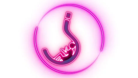 Animated pink embryo symbol with question mark over white background highli.. Stock Footage 321625624