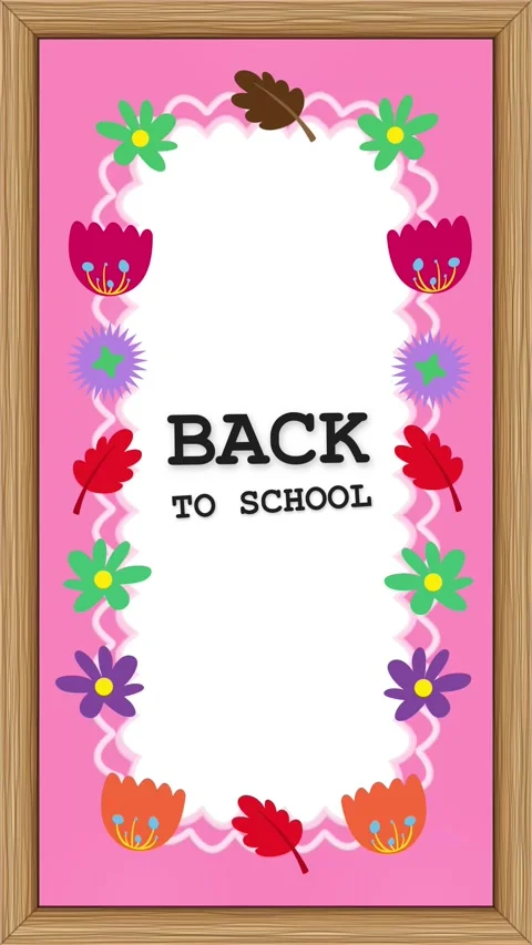 Animated Pink Floral Frame Loop for Back to School 動画素材 347433560