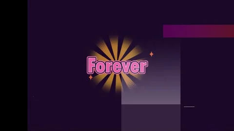 Animated pink Forever text with a glowing yellow sunburst effect on a black Stock Footage 346210127