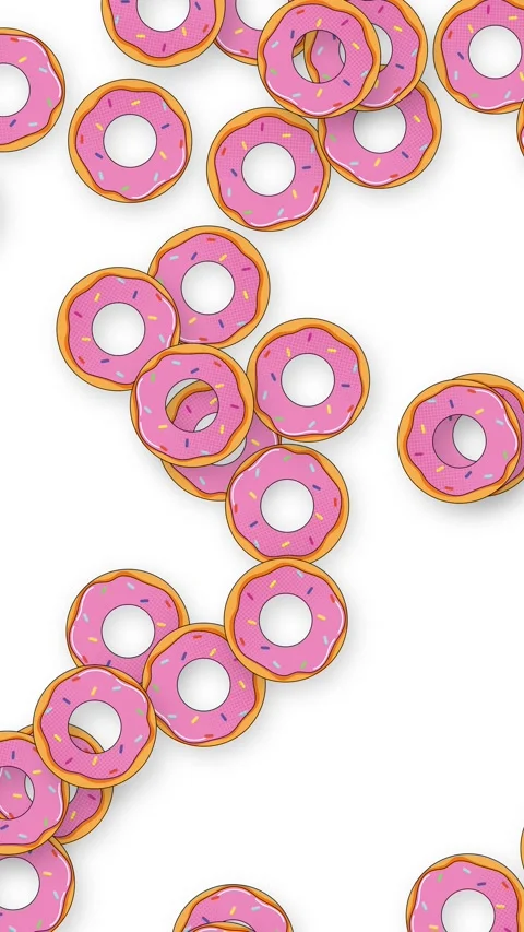 Animated Pink Glazed Donuts Falling Downward on White Background Stock Footage 342207274