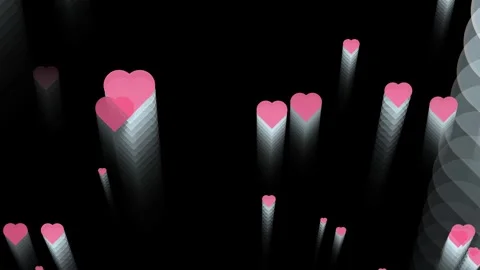 Animated pink hearts floating upwards against a dark background with glowin.. Stock Footage 340538353