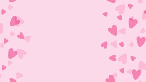 Animated pink hearts frame on pink background with copy space, 4K animation. Video stock 321408638