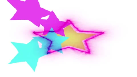 Animated Pink Neon Star with Orbiting Colorful Stars 库存影片 334522721