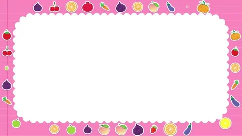 Animated Pink Notebook Fruit Frame with Blank Copy Space Stock Footage 346372619