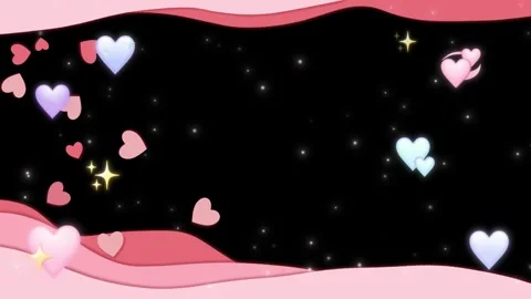 Animated pink paper cutout background floating hearts glowing stars romantic 스톡 동영상 342112331