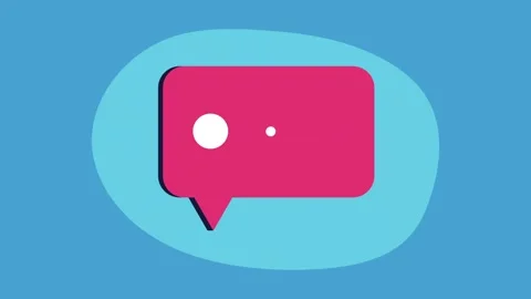 Animated pink speech bubble icon with rhythmic dots indicating active writi.. 動画素材 338425880