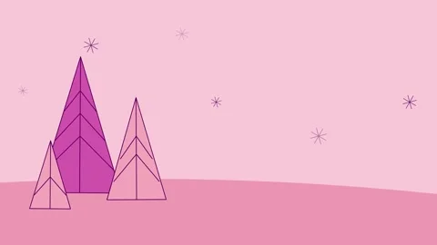 Animated pink winter landscape with falling snow loop Video stock 345729520