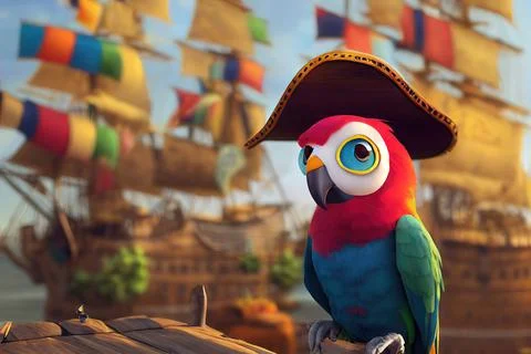 Animated Pirate Parrot Stockillustratie