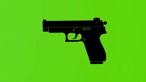 Animated pistol icon. the concept of weapons. pistol icon on a green background Stock Footage 285334534