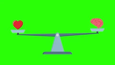 Animated Pixel Art Balance Scale Red Heart and Pink Brain on Green Screen Stock Footage 310280181