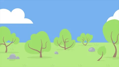Animated pixel art design of daytime Ground, grass, sky, tree and stars. an.. Stock Footage 279148844