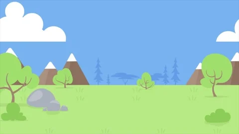 Animated pixel art design of daytime Ground, grass, sky, tree and stars. an.. Stock Footage 279148853