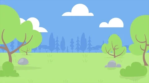 Animated pixel art design of daytime Ground, grass, sky, tree and stars. an.. Stock Footage 279148864