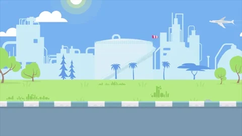 Animated pixel art design of daytime Ground, grass, sky, tree and stars. an.. Stock Footage 279148874