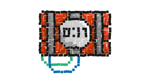 Animated Pixel icon. Bunch of cylinders with dynamite. Timer with clock on .. Stock Footage 263296760