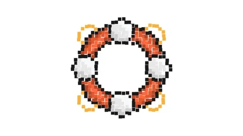 Animated Pixel icon. Life ring. Equipment for rescue of drowning. Simple re.. Stock Footage 263296798