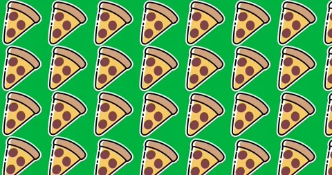 Animated pizza slice icons pattern for National Pizza Day awareness. Stock Footage 318504857
