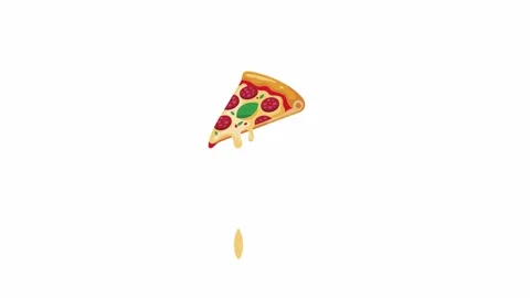Animated Pizza Slice Vector Illustration with Dripping Cheese Stock Footage 341968926