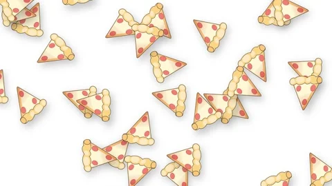 Animated Pizza Slices Falling Downward on a Plain White Background Stock Footage 341643601