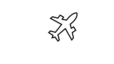 Animated plane white line icon. Commercial flight. Traveling Stock Footage 261690935