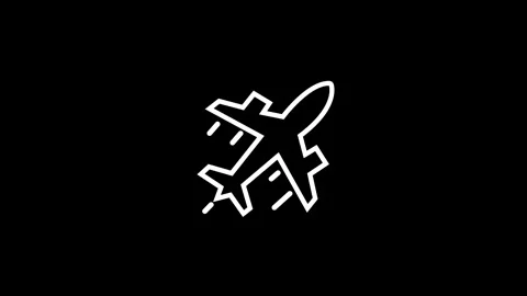 Animated plane white line icon. Commercial flight. Traveling Video stock 261690945