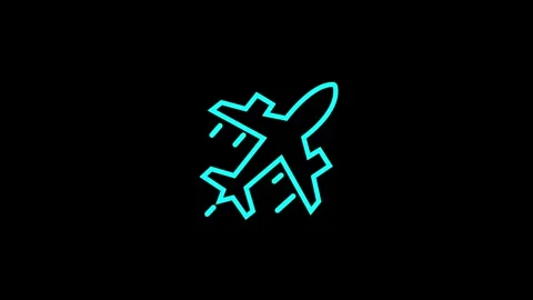 Animated plane white line icon. Commercial flight. Traveling Stock Footage 261690952