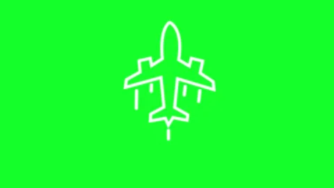 Animated plane white line icon. Commercial flight. Traveling Stock Footage 261690958