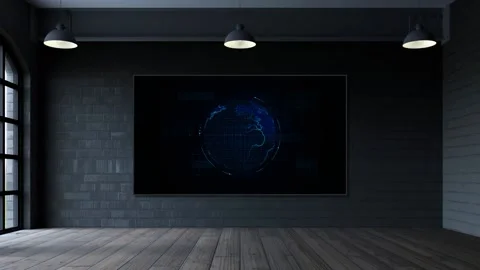 Animated planet earth on the screen in the studio. Mockup. Stock-Footage 235761725