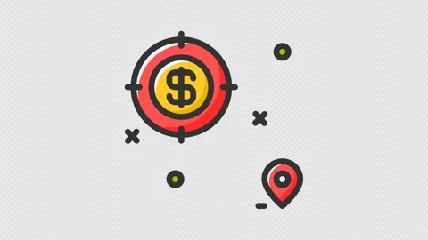 Animated planning with dollar sign on map and pin points Stock Footage 264966864