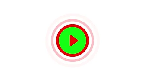 Animated play button icon with pulsing light rings signal for broadcast or .. Stock Footage 345547787