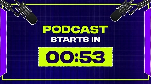 Animated Podcast Countdown Timer with Microphones 스톡 동영상 335979743