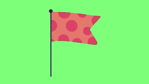 Animated polka dot flags waving gently against a solid bright green background Stock-Footage 346122335